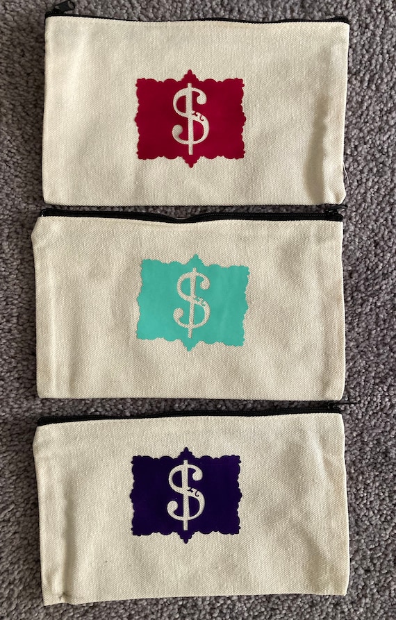 Canvas Money Bag With Zipper Etsy