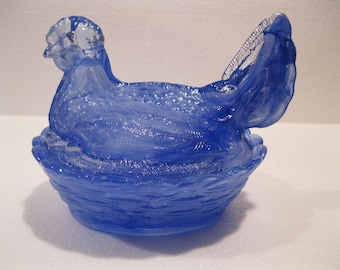 Vintage Indiana Glass Cat on a Nest Dish - Etsy
