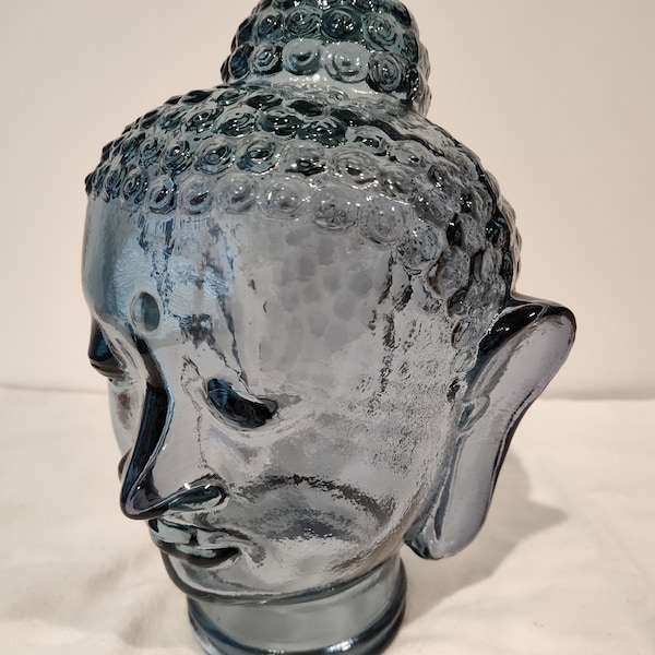 Glass BUDDHA HEAD, Light GRAY, Life Size Mannequin Buddha Head. Great for Room Decor, or Display.