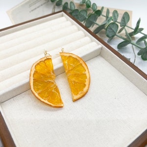 Preserved Orange Earring, Real Orange Resin Fruit Earring, Fruit Slice earring, Dried Fruit earring, Fun Earrings