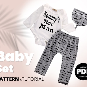 Baby set pattern, Baby Leggings, baby suit and knotted hat pattern,  pattern PDF, baby sewing patterns pdf, girls sewing patterns pdf