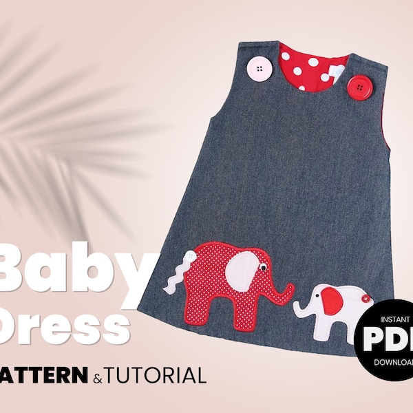 Wendekleid Muster PDF - Das perfekte A Line Kleid Muster für Baby und Kleinkind 0 bis 24 Monate - digitales Schnittmuster