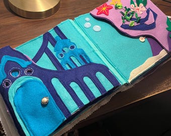 Castle and Grotto Mermaid Felt Book / Quiet Book Pattern SVG Cut Files and PDF Download