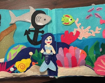Ship Wreck and Coral Reef Mermaid Felt Book / Quiet Book Pattern SVG Cut Files and PDF Download
