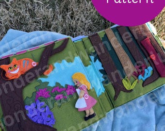 Libro de cuentos de Alicia en fieltro / Libro de actividades con patrón digital en PDF y archivos SVG.