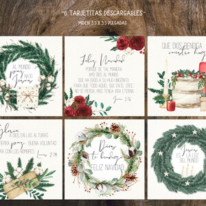 Afdrukbare vierkante kaarten in het Spaans- aquarel- - Tarjetitas Cuadradas con versículos de la Biblia- Navidad- Kerstmis-