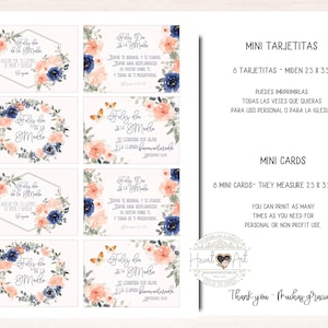 Puede incluir: Conjunto de ocho tarjetas mini imprimibles con diseños florales en tonos de rosa, azul y verde. Las tarjetas tienen un fondo blanco y presentan el texto "Feliz dia de la Madre" en una fuente decorativa. Las tarjetas miden 2,5 x 3,5 pulgadas.