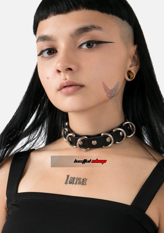 Choker D Ring Choker Faux Leather Choker Gothic Collar Etsy