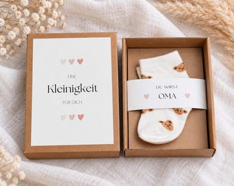 Schwangerschaft verkünden I Geschenkschachtel mit Babysocken I Baby Verkündung I Geschenk für Papa Oma Opa Tante Onkel I Überraschung Baby