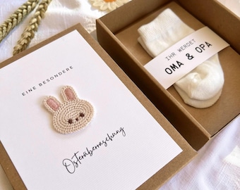 Pregnancy Announcement Easter | Gift Box with Baby Socks | Baby Announcement | Gift for Dad, Grandma, Grandpa, Aunt, Uncle, Great-Grandma, Great-Grandpa