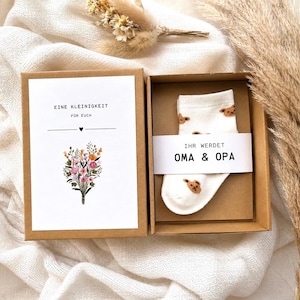 Cofanetto regalo per annunciare la gravidanza con calzini da neonato | Regalo per annunciare la nascita del bambino per papà, nonna, nonno, zia, zio | Sorpresa per la nascita