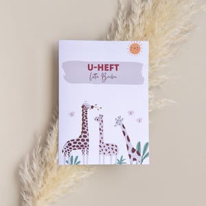 Hülle U-Heft und Impfpass personalisiert mit Namen | Schutzhülle für Untersuchungsheft und deutschen Impfpass I Giraffe I Safari I Tiere