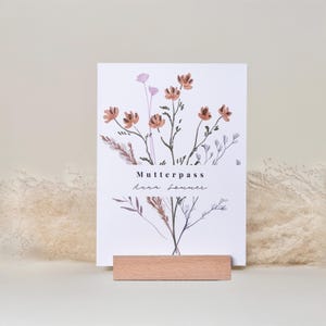 Housse de protection pour passeport maternité personnalisée avec nom | Couverture pour carnet de maternité allemand I Couverture pour carnet de maternité fleurs I Couverture pour carnet de maternité avec fleurs