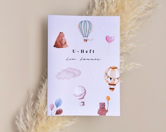 Funda para libreta en U personalizable I Funda para libreta en U y certificado de vacunación I Funda para libreta en U personalizada con nombre | Sobre para libreta de examen y certificado de vacunación.
