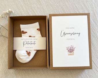 Ask godmother I gift box with baby socks I baby baptism I godfather gift I ask godfather I gift idea godmother godfather