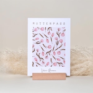 Beschermhoes voor zwangerschapspas, personaliseerbaar met naam | Omslag voor Duitse zwangerschapspas I Zwangerschapspashoes bloemen I Zwangerschapspashoes boho