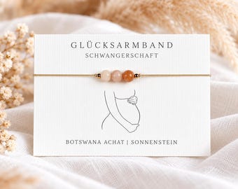 Schwangerschaft Armband • Edelstein Glücksbringer • Macramé mit Perlen • Talisman für werdende Mama • Geschenk für Schwangere • Handmade