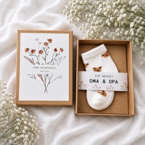 Caja de regalo para anunciar el embarazo con calcetines de bebé | Regalo para anunciar la llegada del bebé para papá, abuela, abuelo, tía, tío | Sorpresa para el bebé
