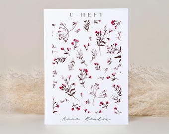 Portada Cartilla U y certificado de vacunación personalizado con nombre | Funda protectora para folleto de examen y certificado de vacunación alemán I Diseño floral Uheft