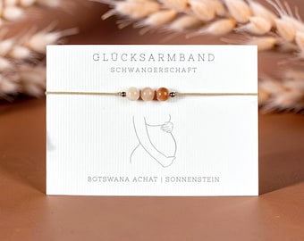Schwangerschaft Armband • Edelstein Glücksbringer • Macramé mit Perlen • Talisman für werdende Mama • Geschenk für Schwangere • Handmade