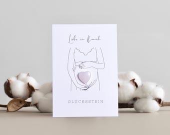 Glücksbringer I Mutstein I Mutmacher I Glücksbringer zur Geburt I Glücksbringer Schwangerschaft I Glücksstein Herz I Glücksstein Karte