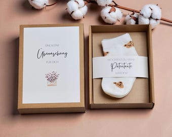 Ask godmother | Gift box with baby socks | Baby christening | Godparent gift | Ask godparent | Gift idea for godmother/godfather