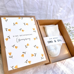 Caja de regalo para anunciar el embarazo: calcetines para bebé con el mensaje "Serán abuelos" - Regalo para papá, tía, bisabuela, tío y madrina