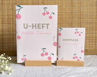 Portada Cartilla U y certificado de vacunación personalizado con nombre | Funda protectora para folleto de examen y certificado de vacunación alemán.