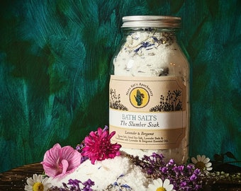 Bath Salts The Slumber Soak Lavender & Bergamot, Luxury All Natural Botanical Bathing Salts, Vegan Skincare, Calming Relaxing Home Spa