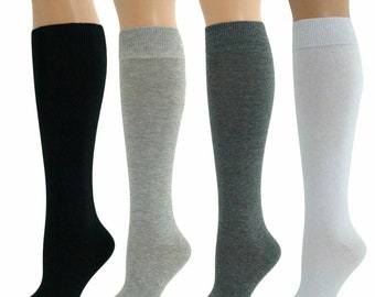 3 Pairs of Girls/Ladies Cotton with Lycra Knee High Socks/UK 4-6 Eur 37-40