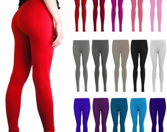 Womens Ladies Leggings Viscose Elastane Plain Full Length Legging