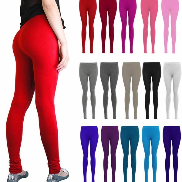 Womens Ladies Leggings Viscose Elastane Plain Full Length Legging