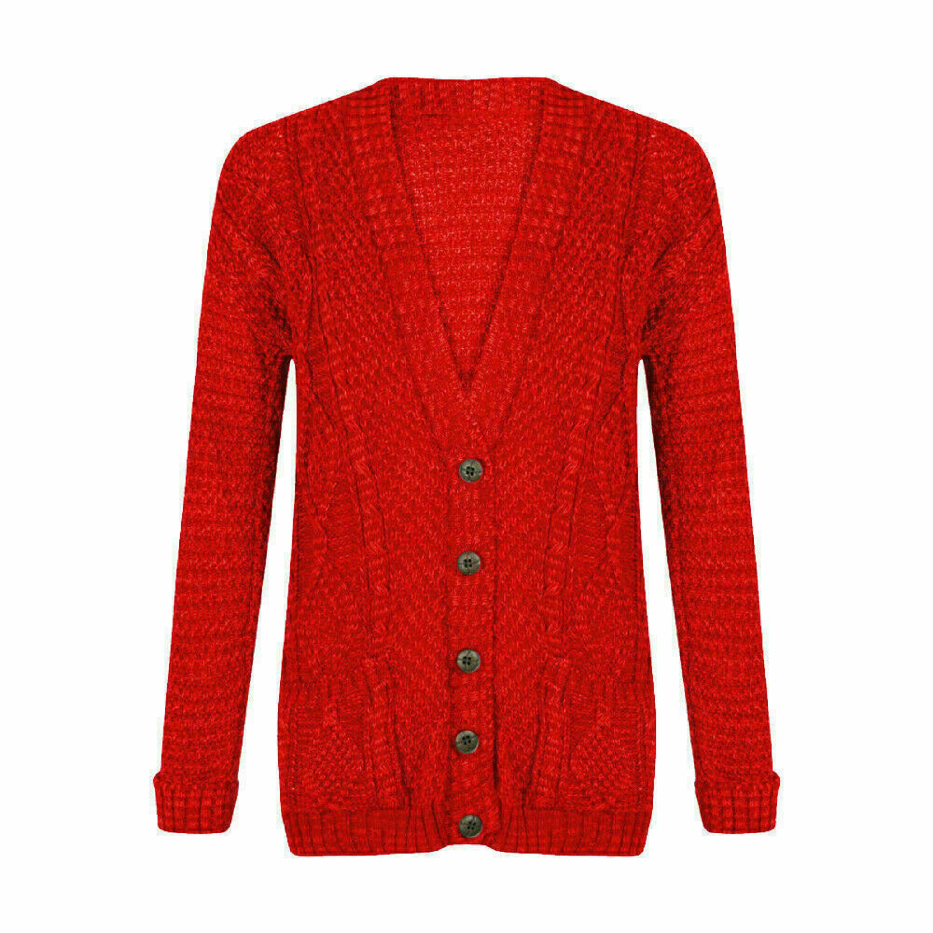Women's Ladies Chunky Cable Knit Button Cardigan Long Sleeves Grandad ...
