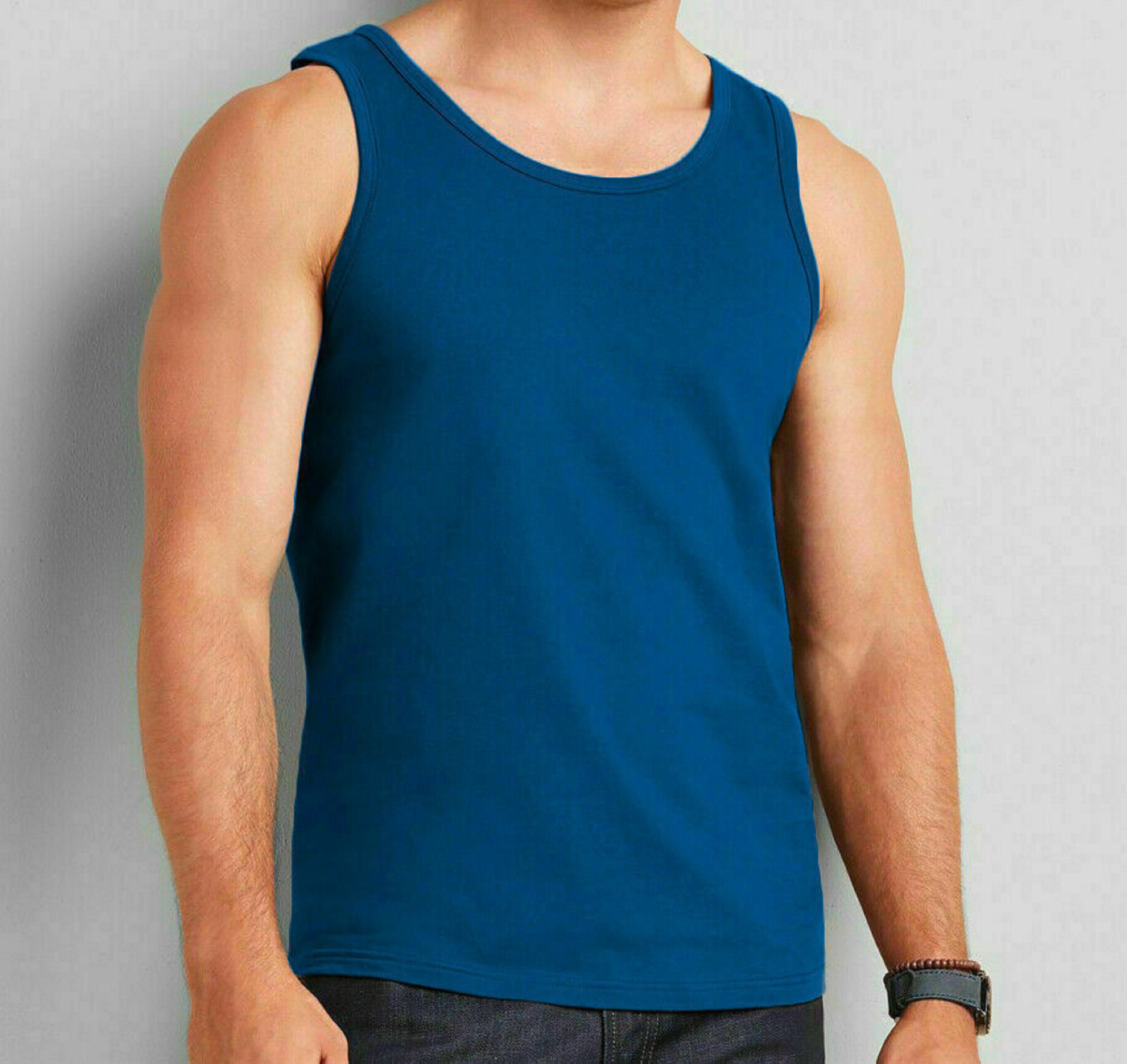 New Mens Vest Tank Top Gym Training 100% Cotton Sleeveless T Shirt