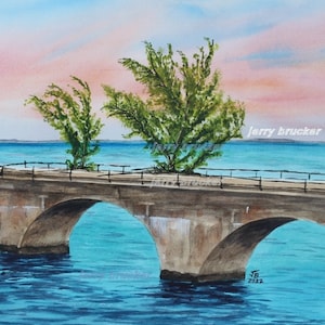 Fred The Tree Painting Key West Marathon 7 Mile Bridge Duval St Islamorada Beach House Florida Keys Key Largo Reproduction Watercolor Print