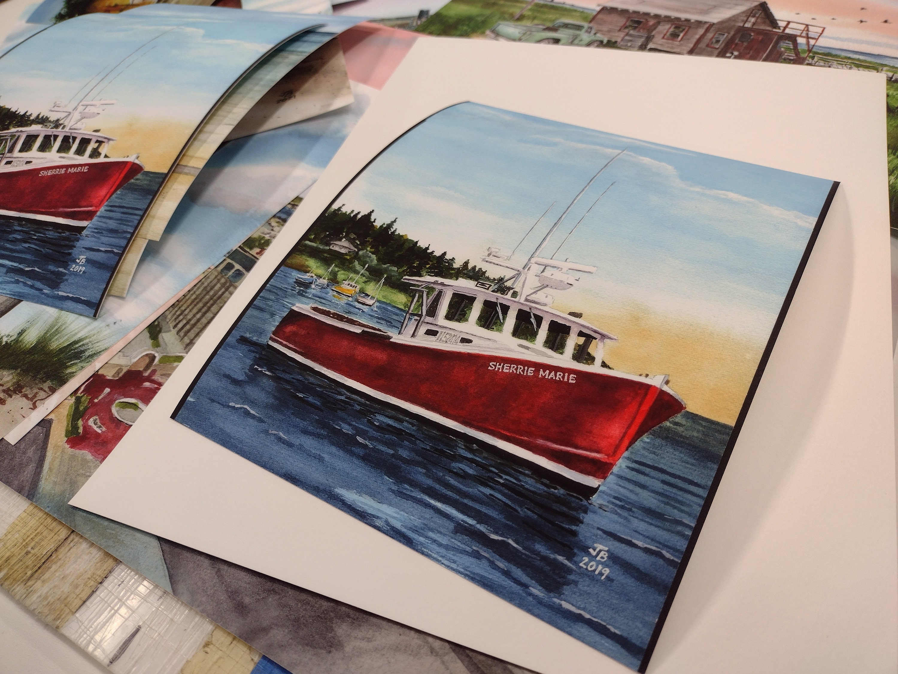 Lobster Boat Painting Reproduction of My Watercolor Gift Maine Etsy