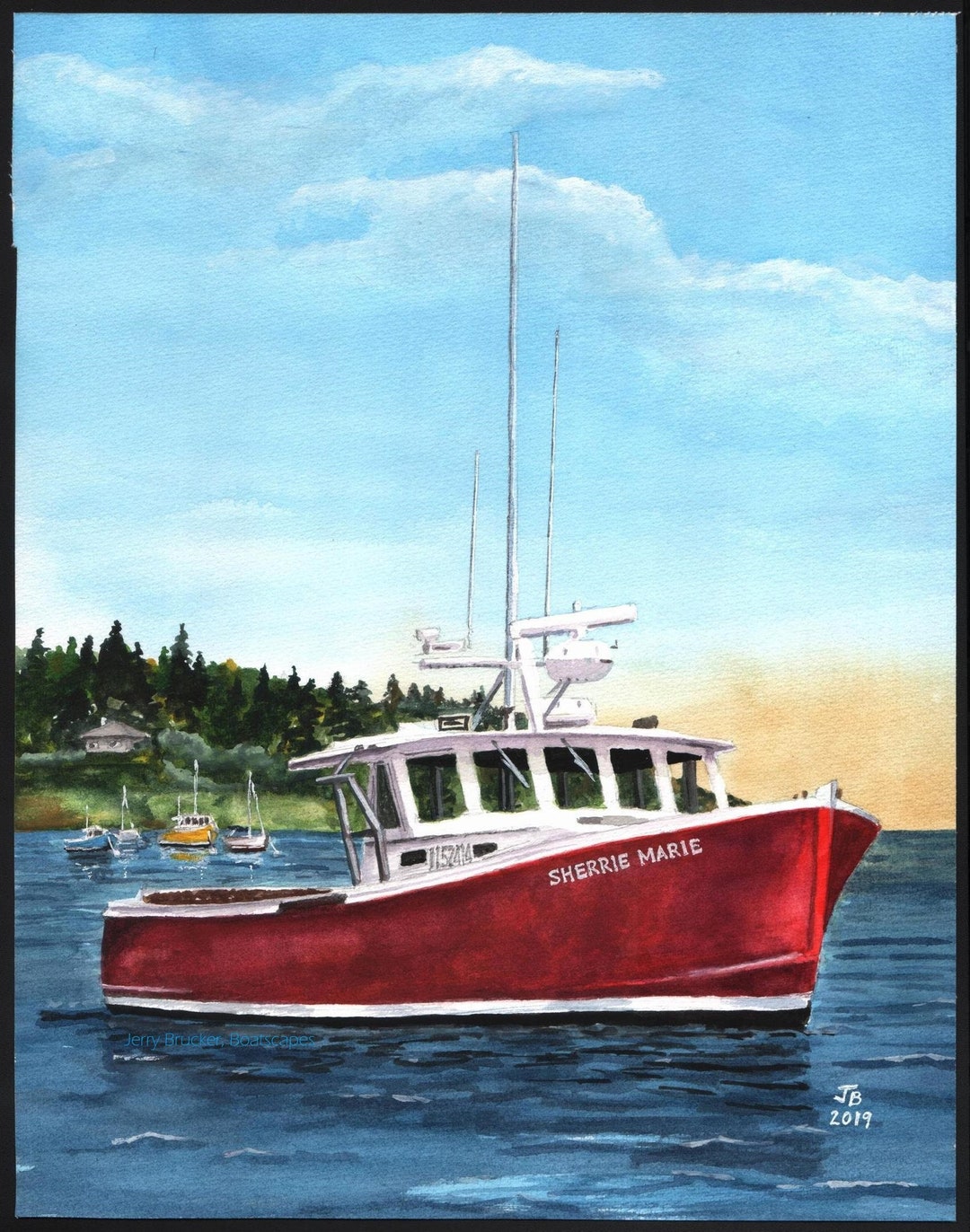 Lobster Boat Painting Reproduction of My Watercolor Gift Maine Fishing