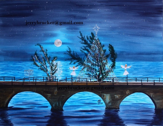 風景絵画　プリント　ocean blue dmacara Fred the Tree Christmas Holiday Painting Key West Marathon 7 Mile