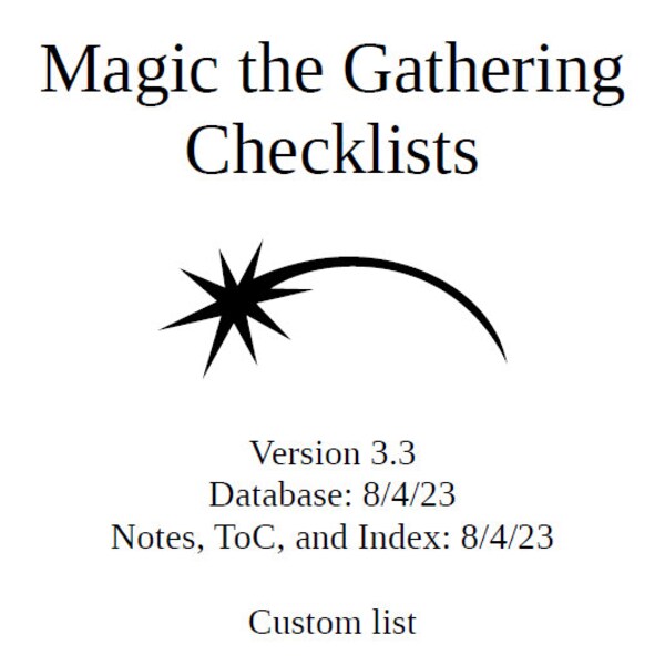 Mtg Printable Checklists Etsy