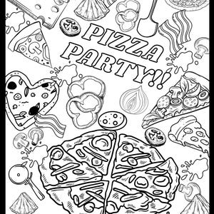 Food Coloring pages, digital download, coloring page for kids or adult, printable coloring, food coloring page, stress free color page