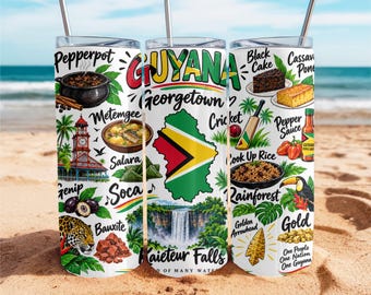 Guyana Vacation 20oz Tumbler, Customized tumbler, travel mug, Caribbean Birthday Trip, stainless steel cup, family vacation