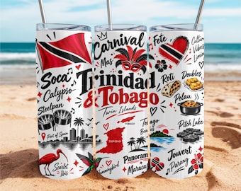 Trinidad & Tobago 20oz Tumbler, travel mug, Caribbean gift, birthday, stainless steel cup, vacation, Labor Day, Caribbean Party Cup, Trini