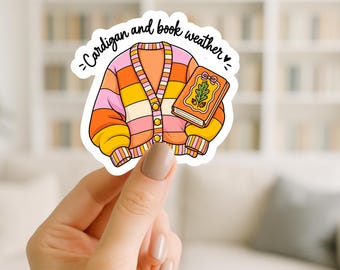 Cozy Reading Sticker, Fall Book Lover Sticker, Autumn Reader Decal, Cute Bookish Sticker, Waterproof