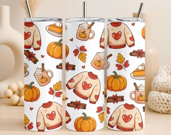 Cute Fall Tumbler - 20oz Tumbler, Stainless Steel Cup with lid and straw, Autumn Vibes, Cute Tumblers, Thanksgiving Gift,  Travel Gift