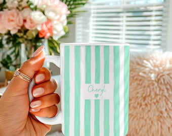 Name Striped Mug, Personalized Coffee Cup, 15 oz ceramic mug