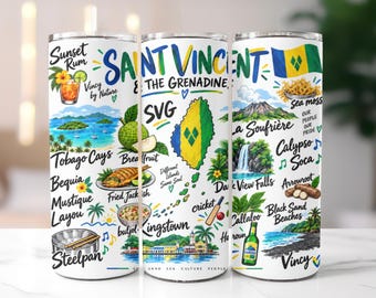 St. Vincent and the Grenadines 20oz Tumbler, Vincy Fun facts,  travel mug, Caribbean gift, birthday vacation, stainless steel cup