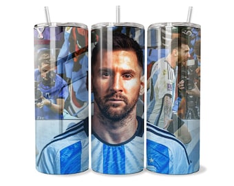 Messi 20oz Tumbler , Lionel Messi, tumbler, tumbler cup, travel mug, motivational, gift for him, mug, birthday gift, stainless steel cup