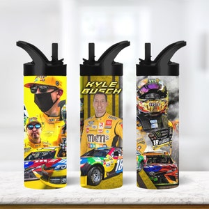 Kyle Busch 20oz Water Bottle Nascar fan Larson Gift for dad  Nascar Racing gift for him car mug, birthday gift, stainless steel cup, sports
