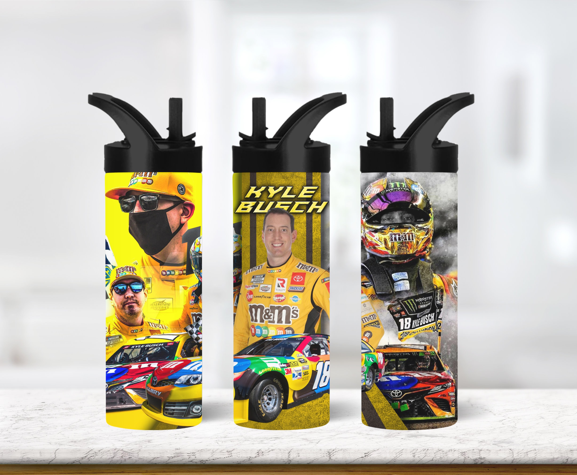 Kyle Busch 20oz Water Bottle Nascar fan Larson Gift for dad  Nascar Racing gift for him car mug, birthday gift, stainless steel cup, sports