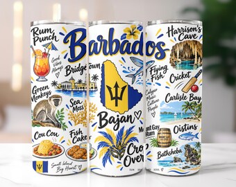 Barbados 20oz Tumbler, Bajan, Customized tumbler, travel mug,  mug, birthday trip, stainless steel cup, family vacation, crop over